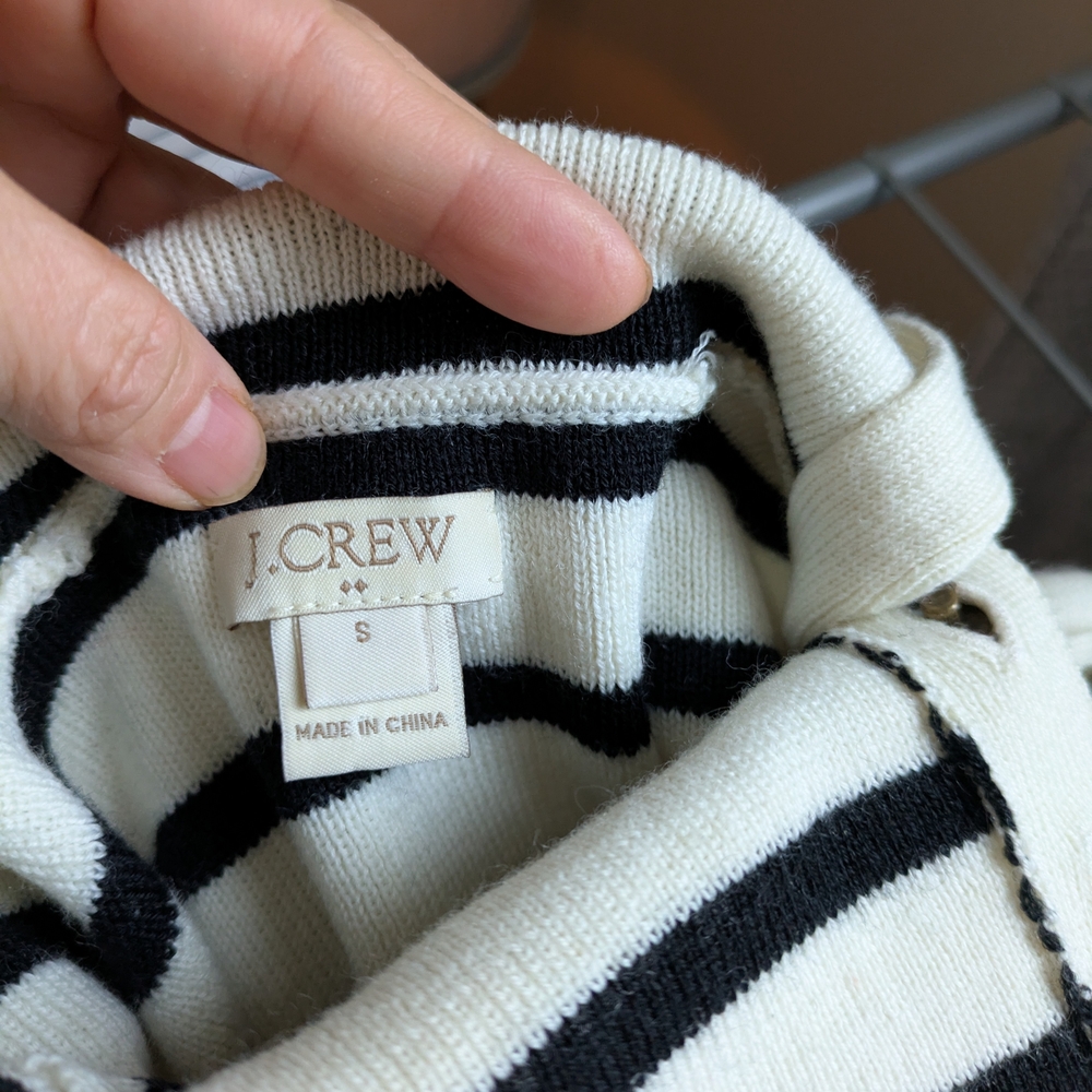 J. Crew Black and White Striped Turtleneck Sweater - Picture 2 of 6
